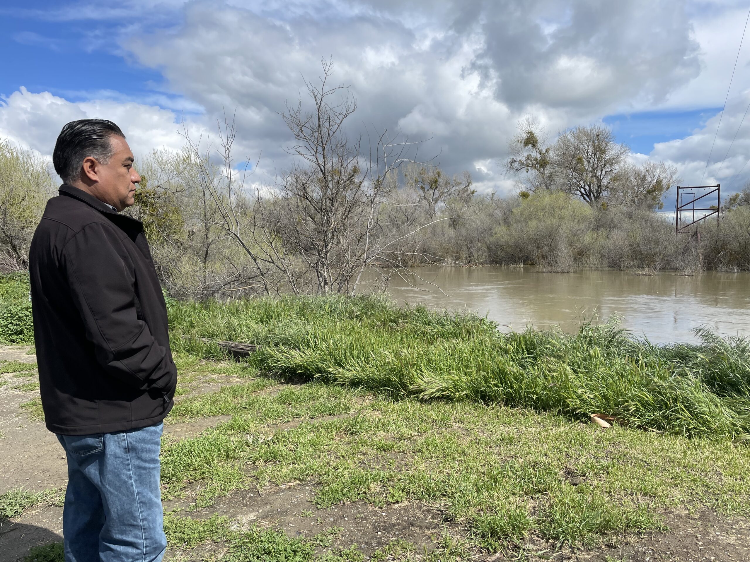 Looking out at a rising river
